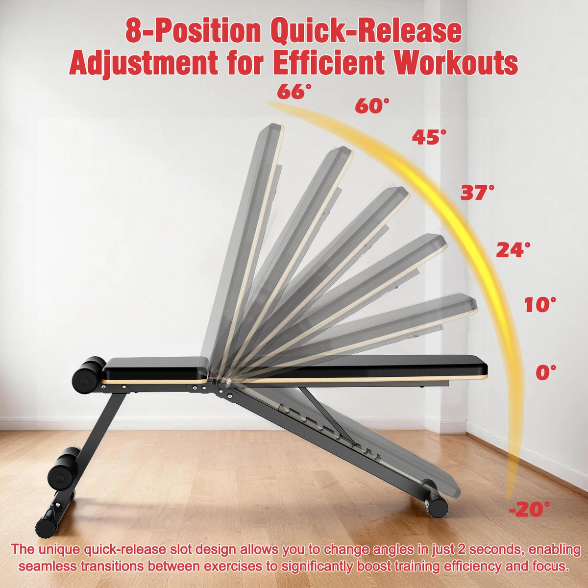 Foldable Dumbbell Bench Multifunctional Full Body Workout Home Gym/Adjustable Weight Bench with 660 lbs Capacity for Chest Shoulder
