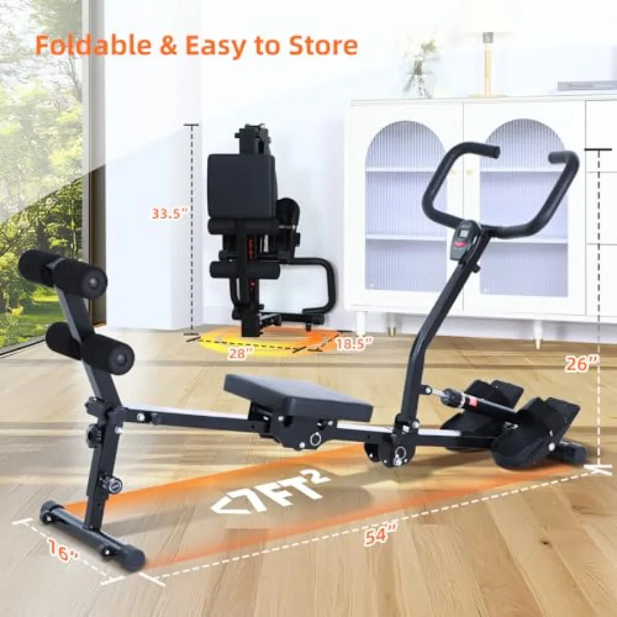 Rower Machine for Home Foldable Hydraulic Rowing Machine/with 12-Level Resistance Multi Functional Row Machine