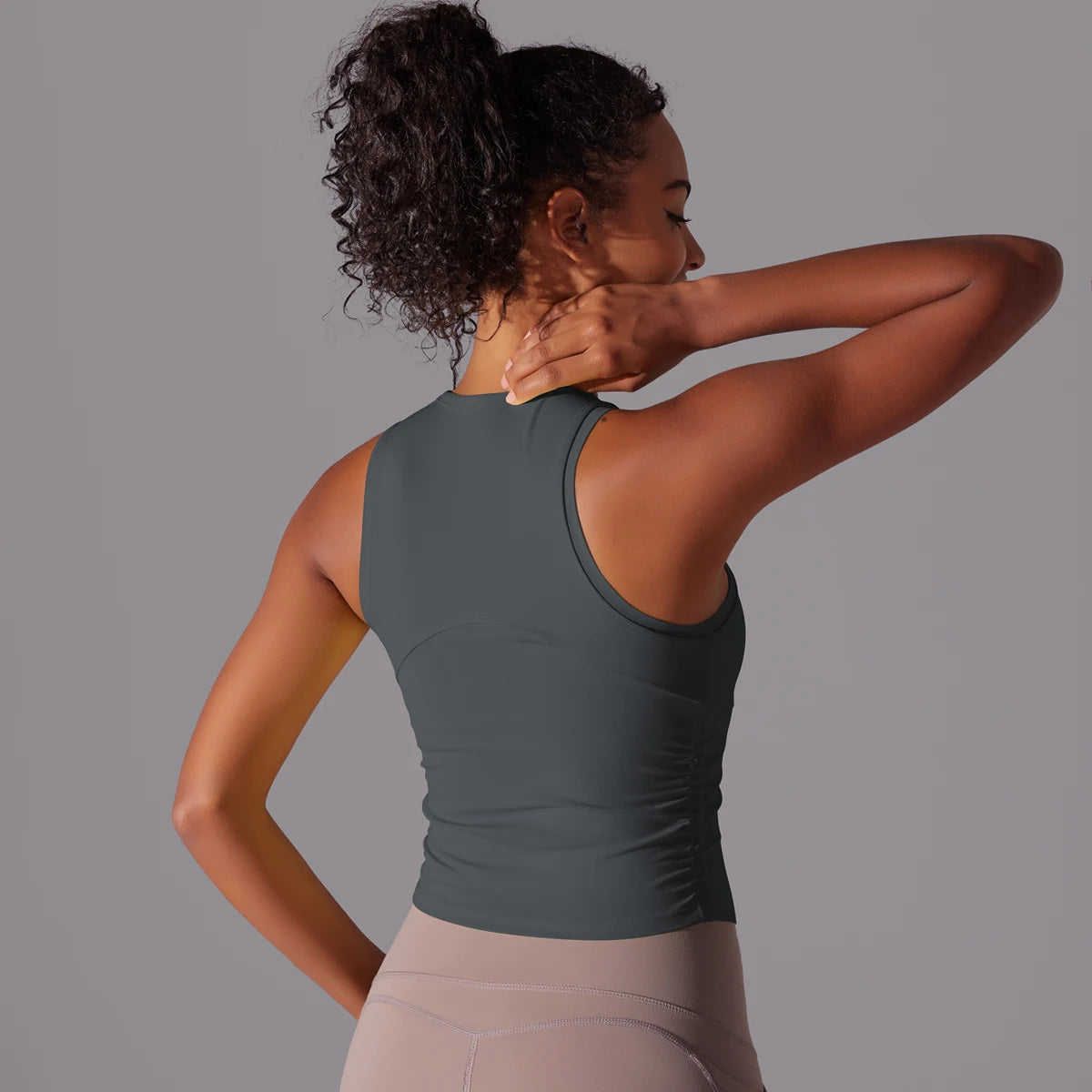 Sleeveless Yoga Vest Slim Sportswear  Stretchy Slim Sports Bra/Breathable Pleated Tank Top Quick Dry Fitness Wear Sexy Slim Top
