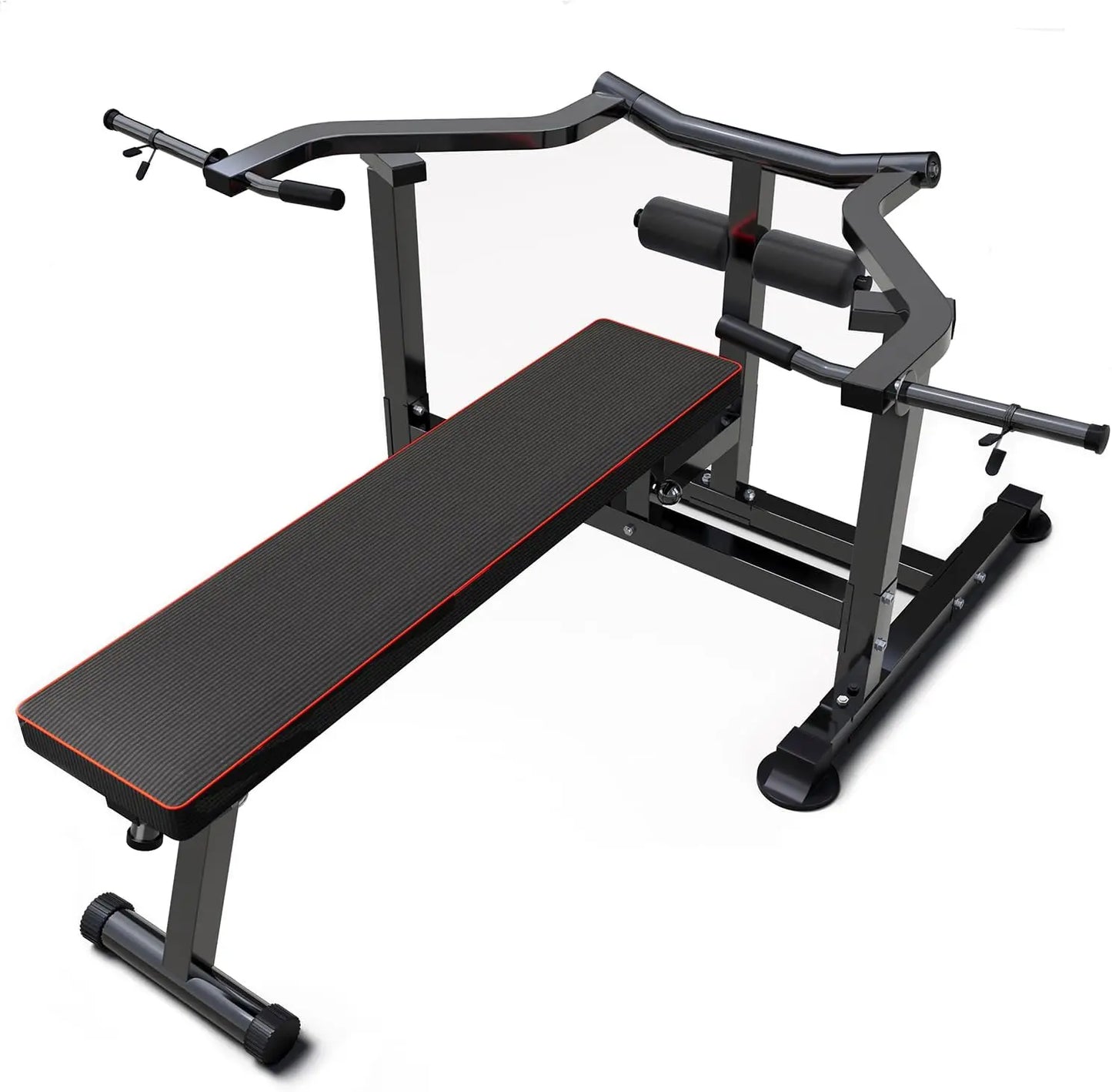 Bench Press Set Chest Press Machine with Independent Converging Arms/Adjustable Flat Incline Bench Press with Dumbbell Rack for