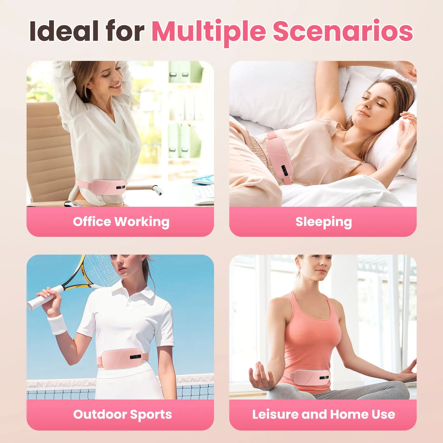 5 Modes Electric Heating Vibration Waist Massage Belt Smart Warm Palace/Women Menstrual Heating Pad for for Cramps Period Relief