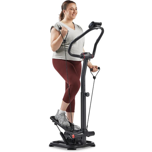 2-in-1 Premium Power Stepper with Resistance Bands/Low-Impact Cardio, Space-Saving, Height-Adjustable, and Optional