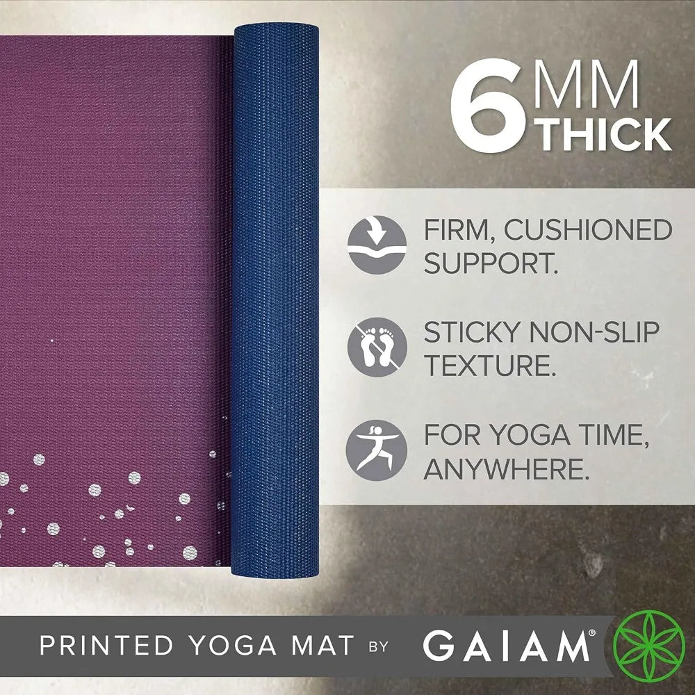 Gaiam Yoga Mat - Premium 6mm Print Extra Thick Non Slip Exercise/Fitness Mat for All Types of Yoga, Pilates & Floor Workouts