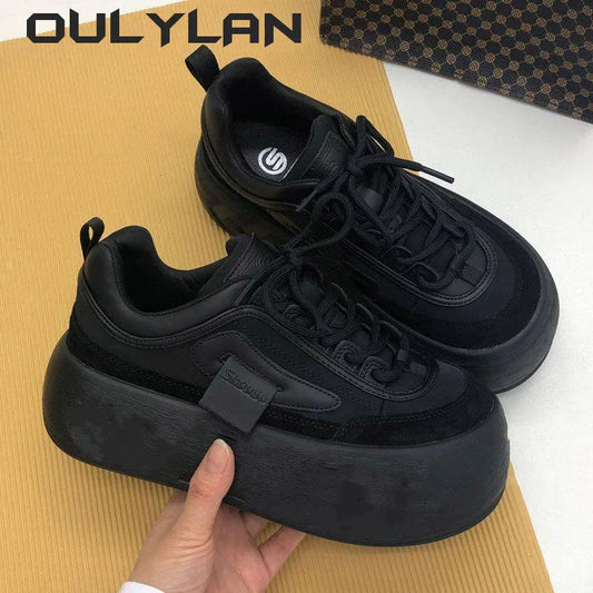 Oulylan Female Winter Chunky Sneakers Warm Casual Vulcanized Shoes/Woman High Platform Fashion Lace Up Women Shoes