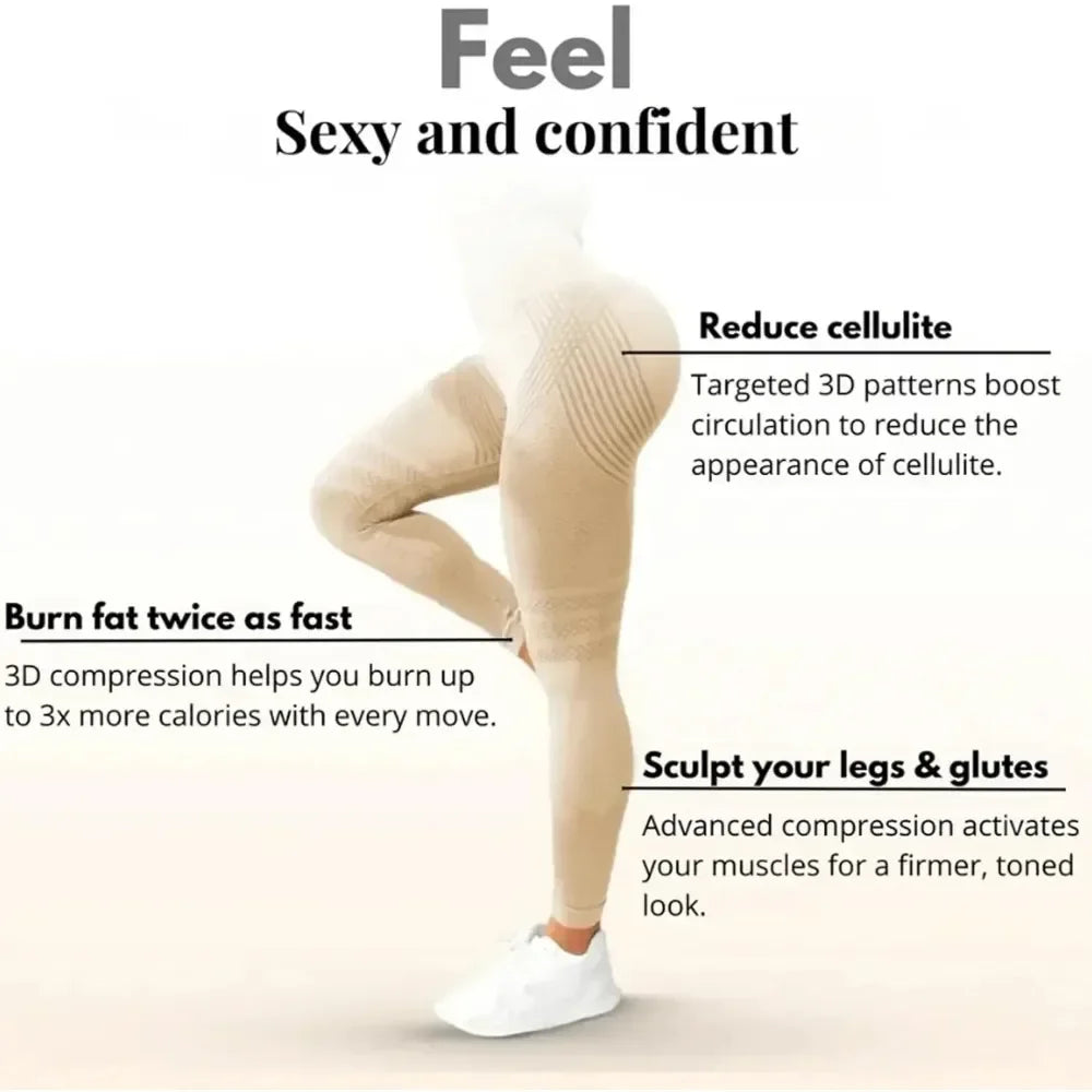 Slimove Cellulite 3D Leggings, High Waisted Butt Lifting Tummy/Training Control Anti Cellulite Legging for Gym Workout