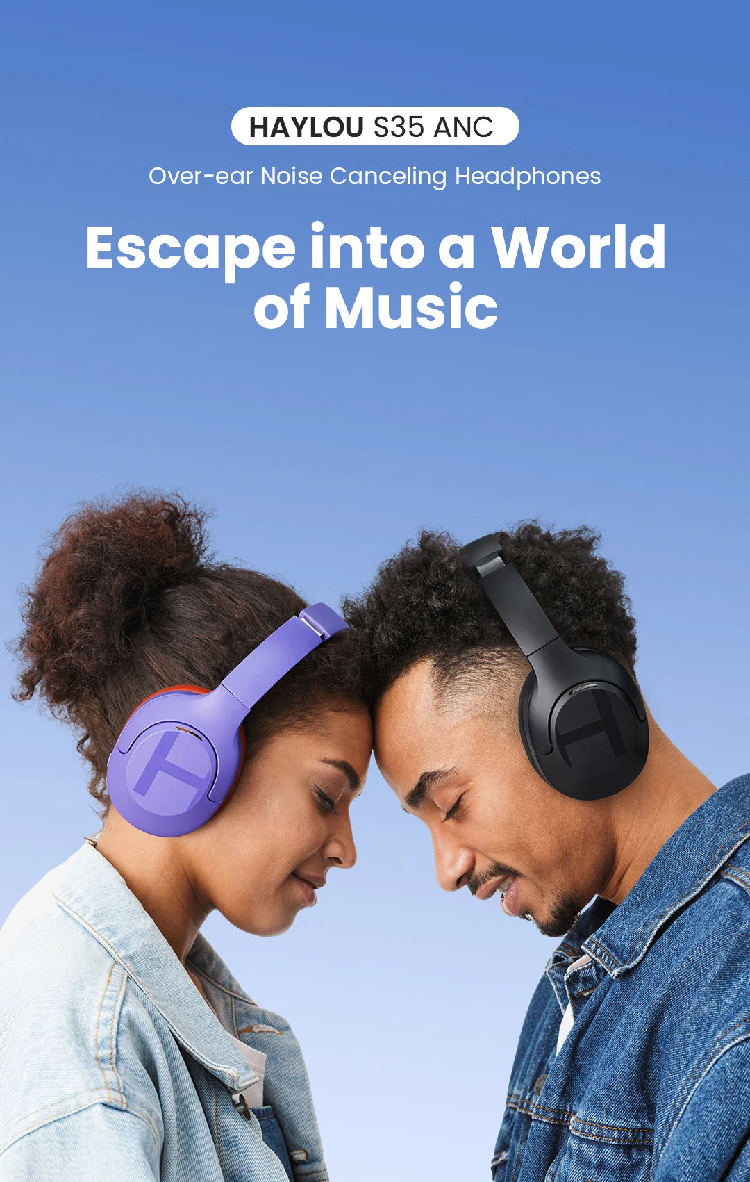 HAYLOU S35 ANC Wireless Bluetooth Headphones 42dB ANC ENC/Over-ear Headphone Noise Cancellation 60H Playtime Earphones