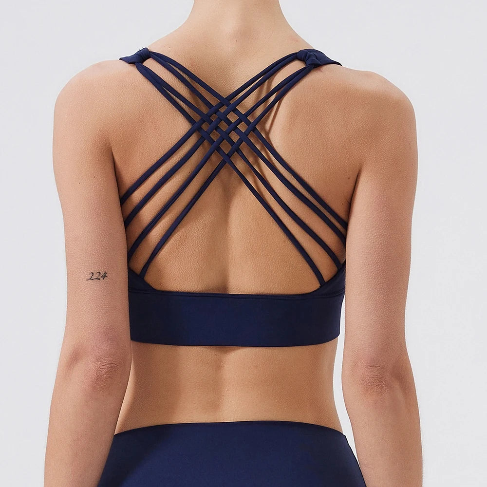 Women Eight Lines Crossing Beautiful Back Sports Bras/Yoga Top Vest Yoga Gym Outdoor Sport Running Fitness Underwear