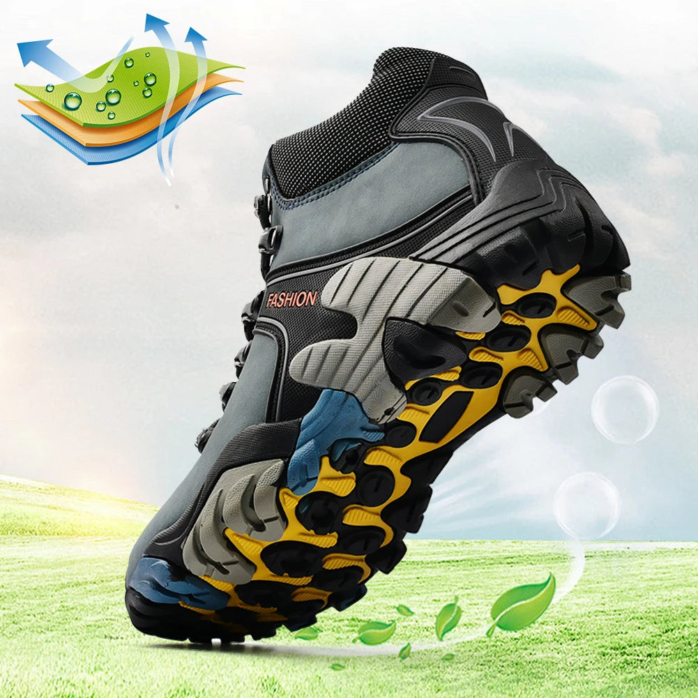 Men's Climbing Shoes Non Slip Winter Snow Boots Casual Sneakers/Waterproof PU Lace Up Sneakers for Hiking Climbing