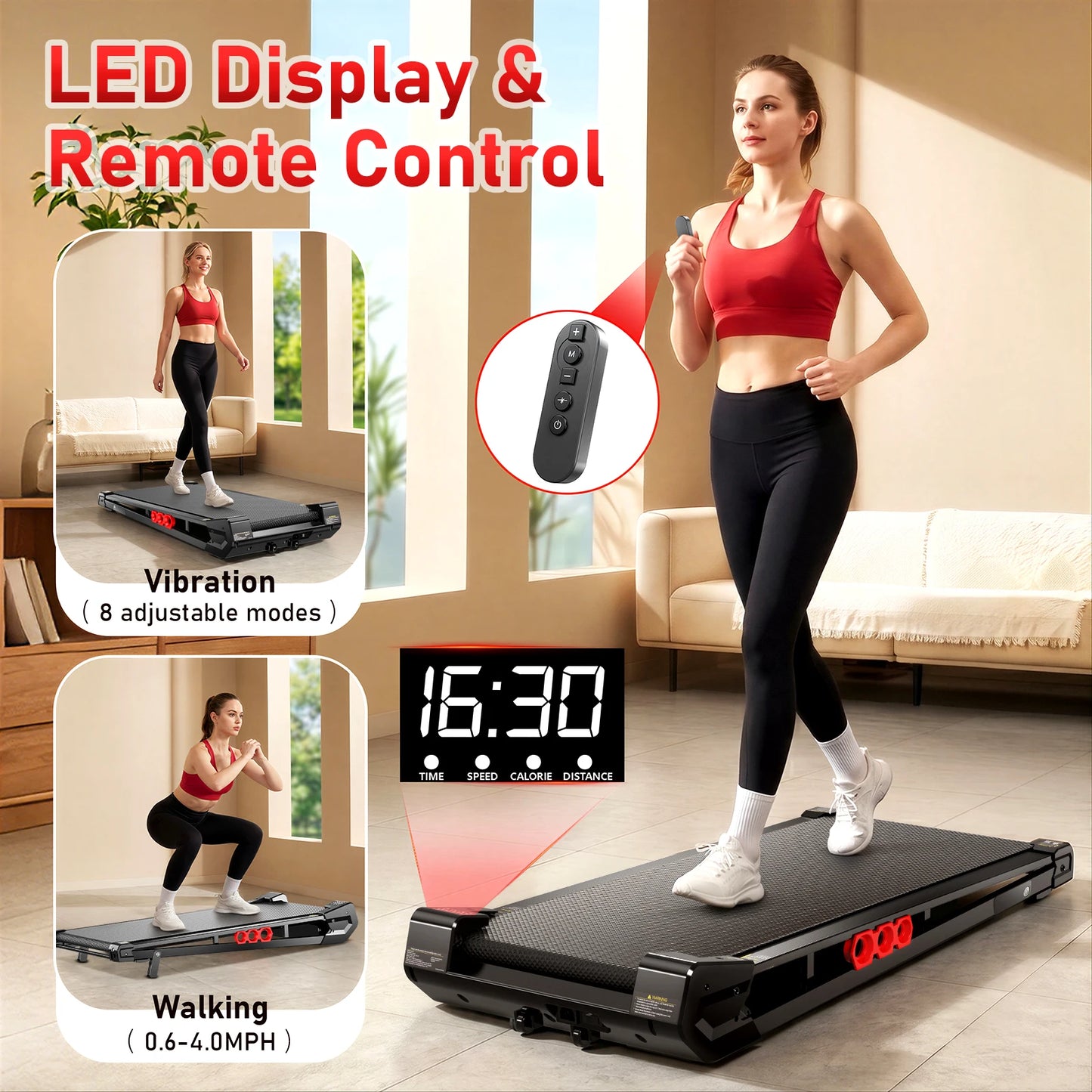 AKLUER Under Desk Vibration Walking Pad - 3 in 1 Vibration Plate Treadmill/with Remote Control Quiet Brushless with 5% Manual Incline