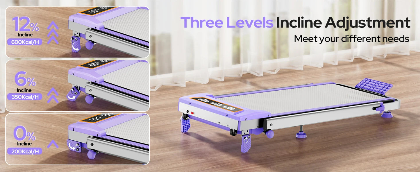 Walking Pad Treadmill with 15% Incline/Adjustable Height,3.5HP Walking Pad/with Handle Bar Foldable Under Desk Treadmill 350LBS