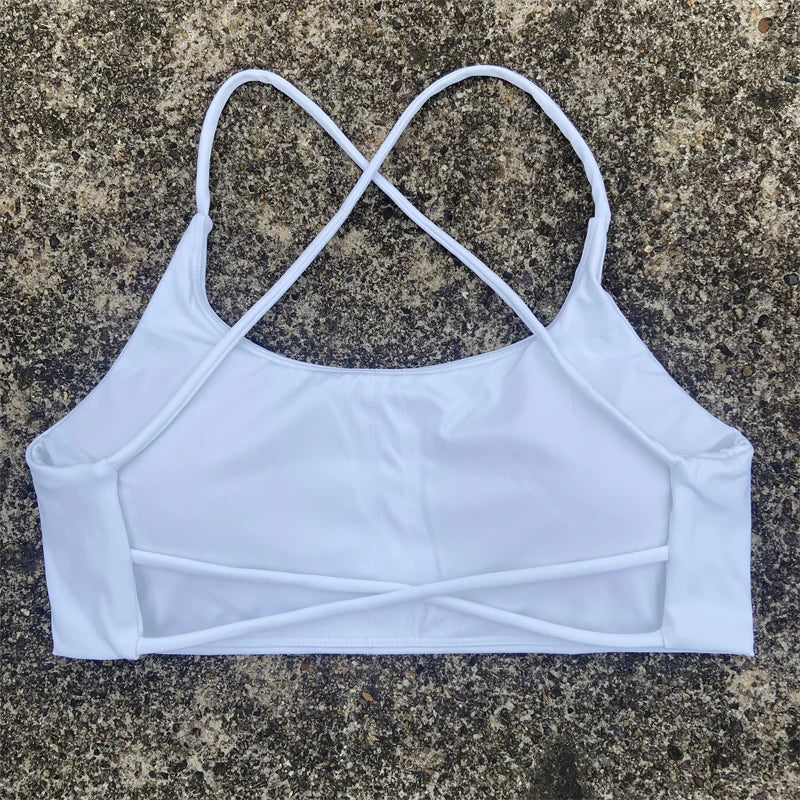 Women Sports Bra Sexy Cross Straps Back Fitness Bralette High Impact/Gym Yoga Workout Crop Top Vest Push Up Running Underwear