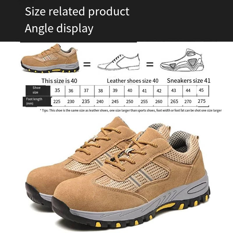 New Men's Safety Boots Lightweight Anti-Smash/Anti Piercing Steel Toe Work Shoes Indestructible Sneakers