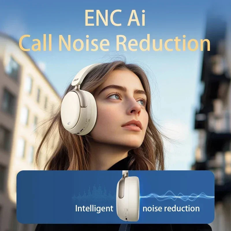 Acer OHR516 ANC Wireless Bluetooth 5.4 Headphones 48dB ANC Headsets/40mm Dynamic Driver 100H Playtime with LDAC Earphones