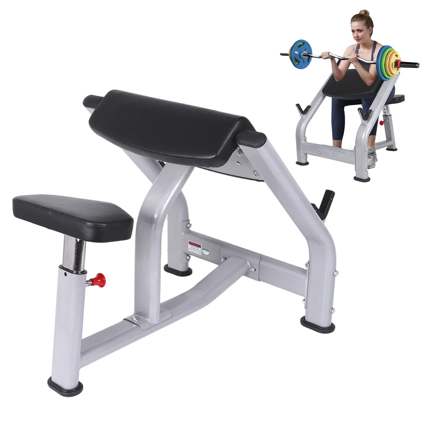 Weight Training Equipment with Adjustable Seat Seated Barbell/and Dumbbell Biceps Station for Home Gym Strength Training