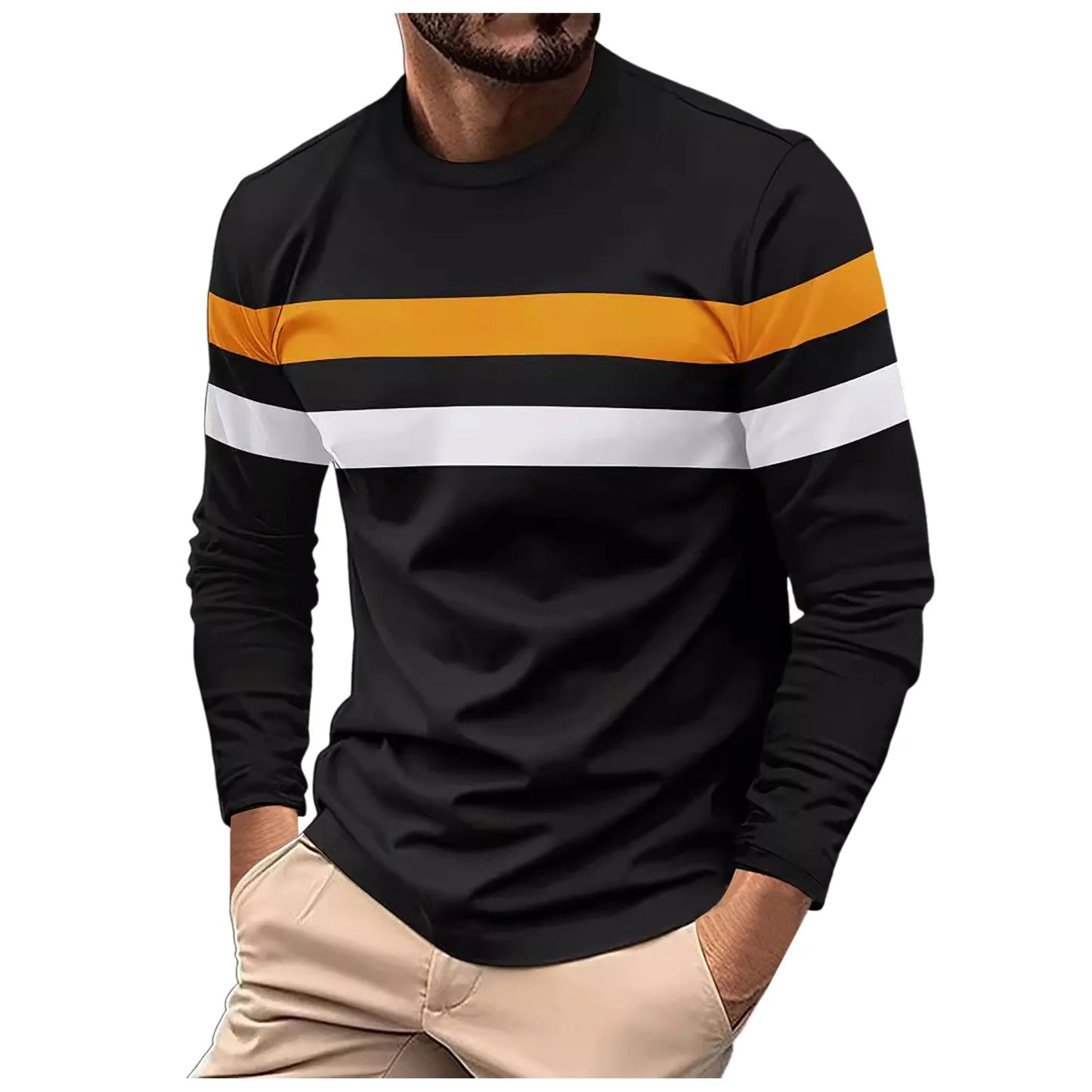 Lightweight Long Sleeve T Shirt For Men Fashion Casual Comfortable Tops/Color Matching Men's Sweatshirt Autumn New Pullover