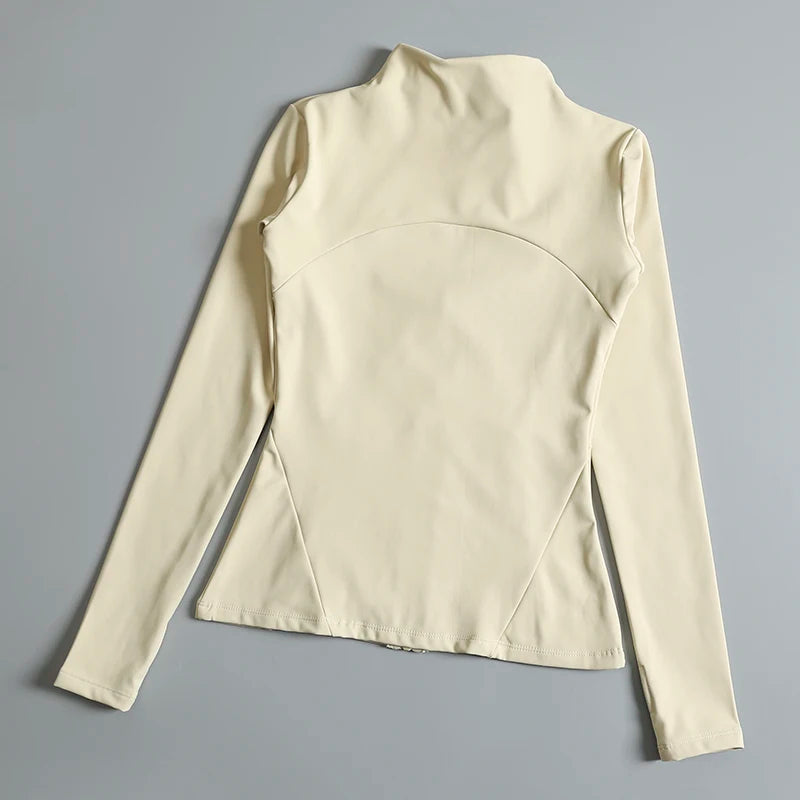 New yoga wear ladies coat round high elastic loose exercise/yoga fitness long sleeve stand-up collar yoga tops
