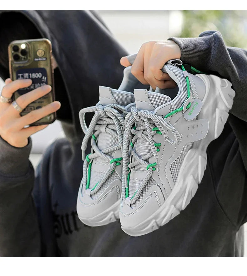 Men's Thick Sole Sport Shoes Simple Fashionable Casual Sneaker/High Quality Rubber Plastic Male Athletic Shoes Chunky Sneakers