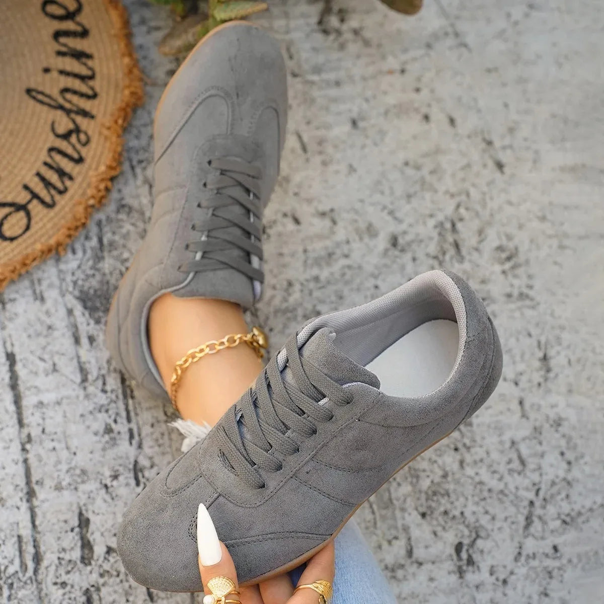 Women's Casual Flat-Soled Non-Slip Wear-Resistant Sport Spring/Autumn Round-Toe Soft And Comfortable Women Single Shoes