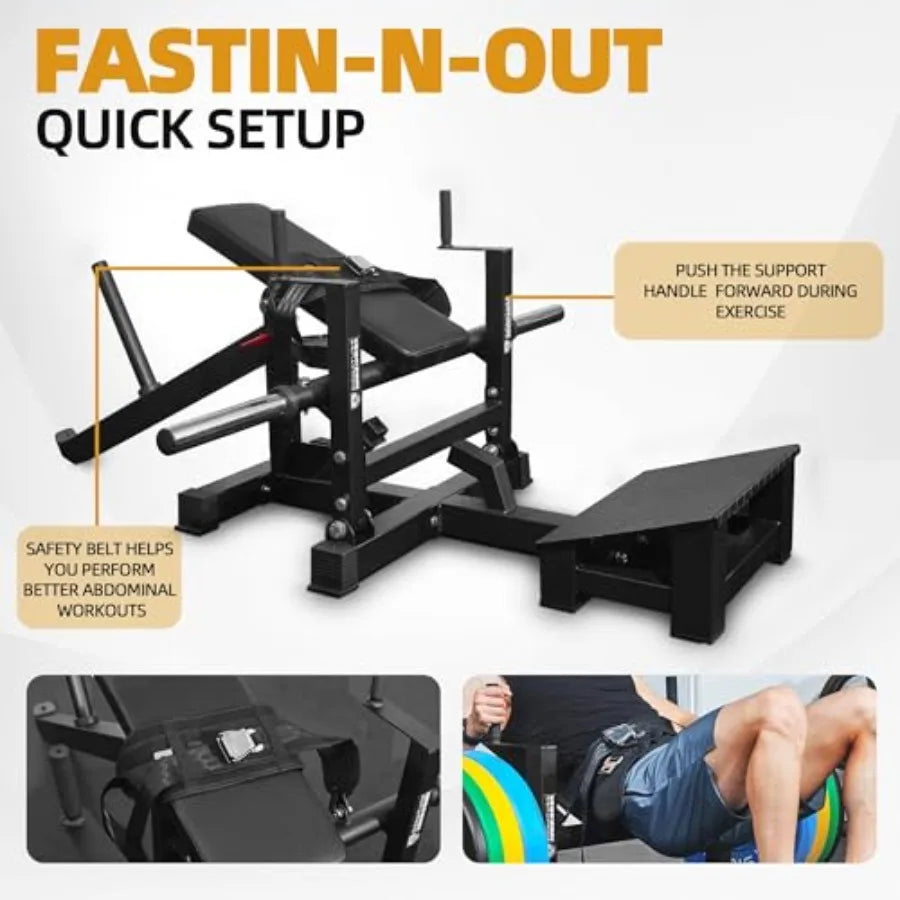 Signature Fitness Glute Bridge Plate-Loaded Hip Thrust Machine/for Butt Shaping and Building Glute Muscles in Black