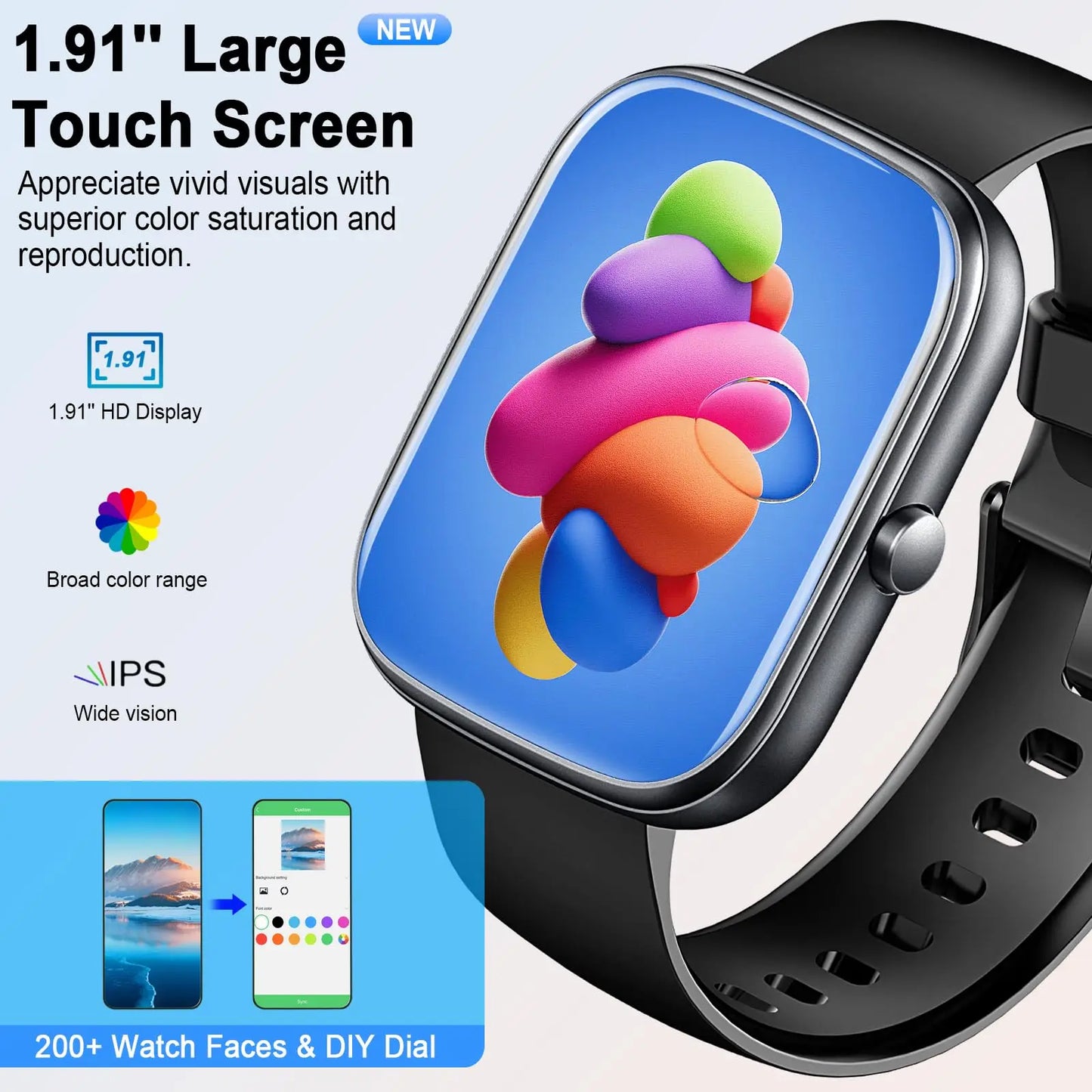 Smart Watch, 1.91" Smartwatch (Answer/Make Call), IP68 Waterproof Fitness Tracker/110+ Sport Modes Heart Rate