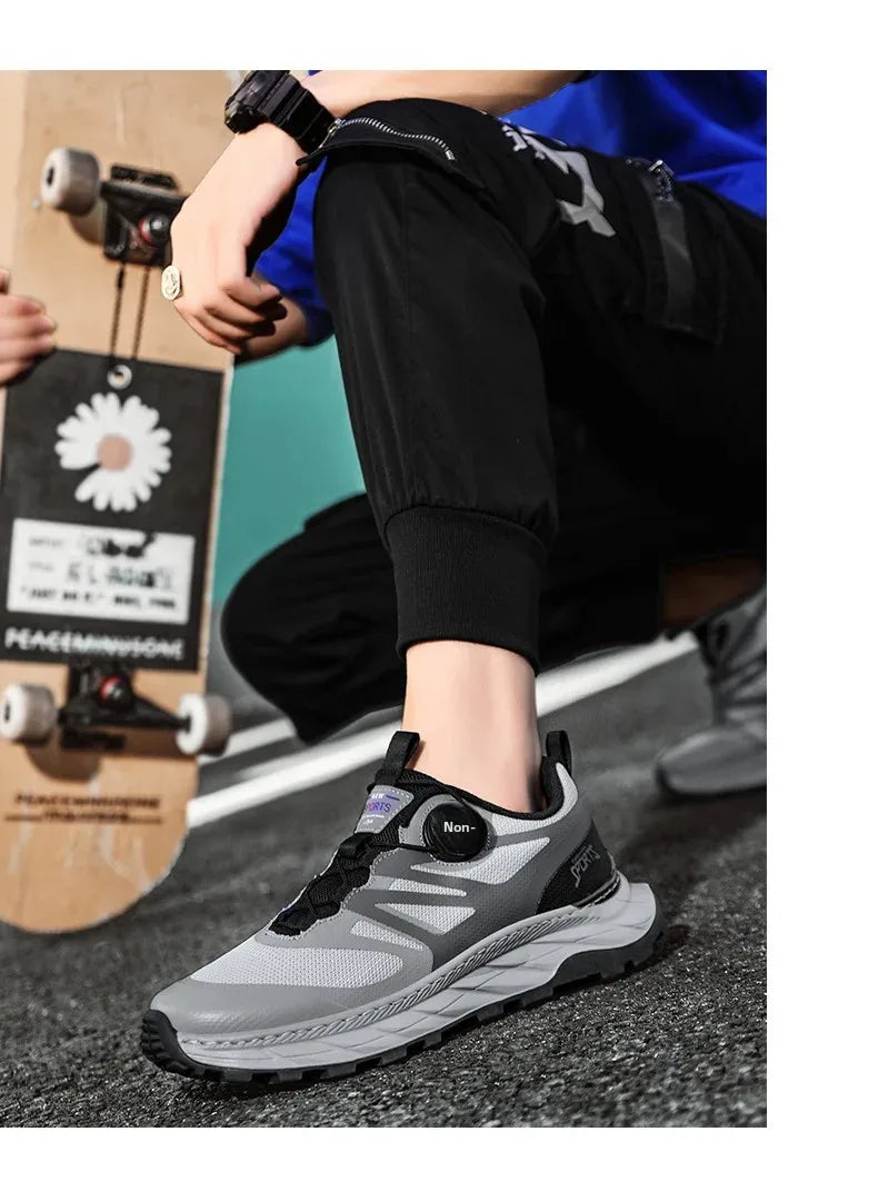 Spring Summer Thin Automatic Buckle Trail Running Shoes Casual/Function Hiking Breathable Outdoor Sports Trendy Footwear