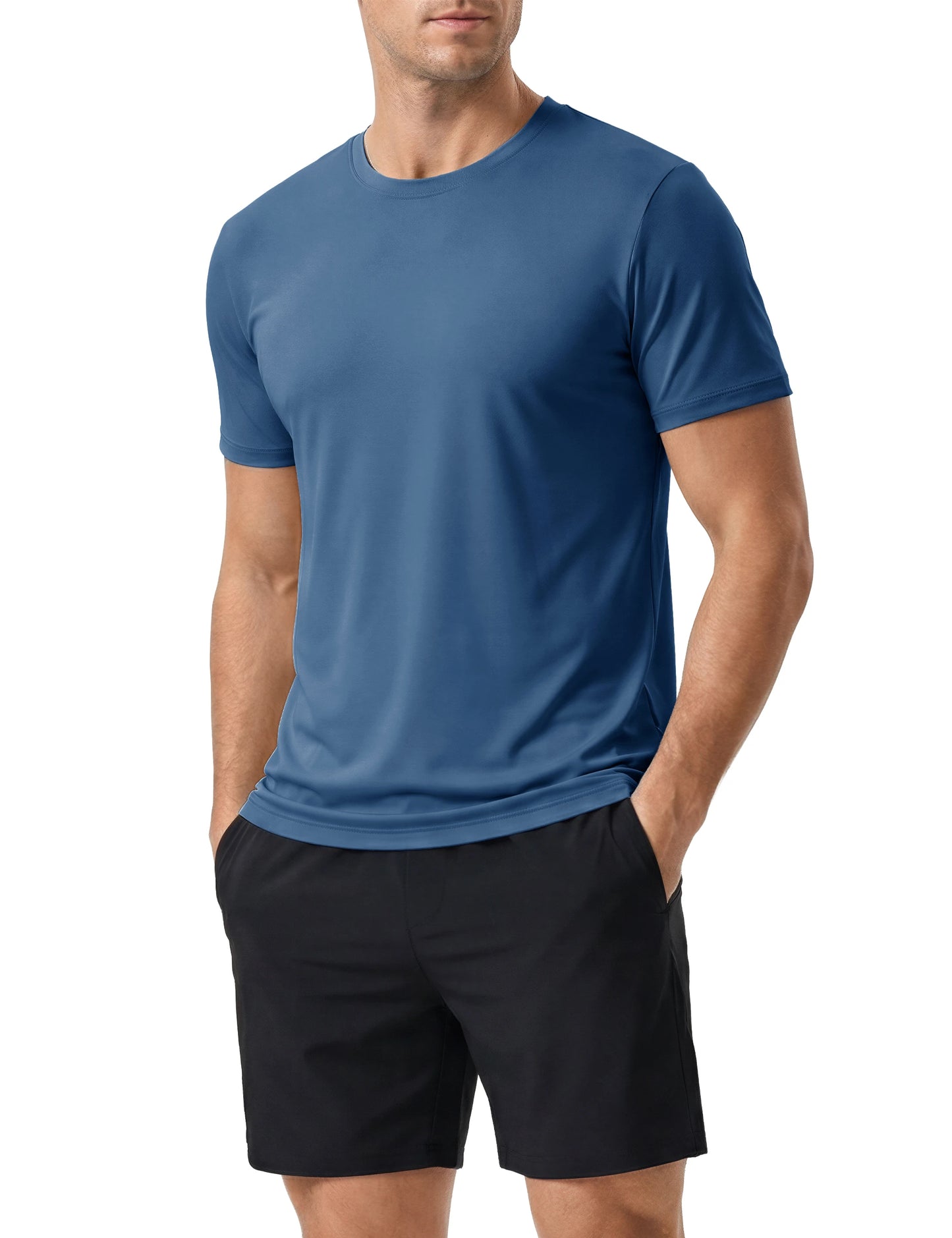 Men's UPF 50+ Shirt Sun Protection SPF UV Moisture Wicking/Lightweight Quick Dry Swim Rash Guard Short Sleeve Athletic Running