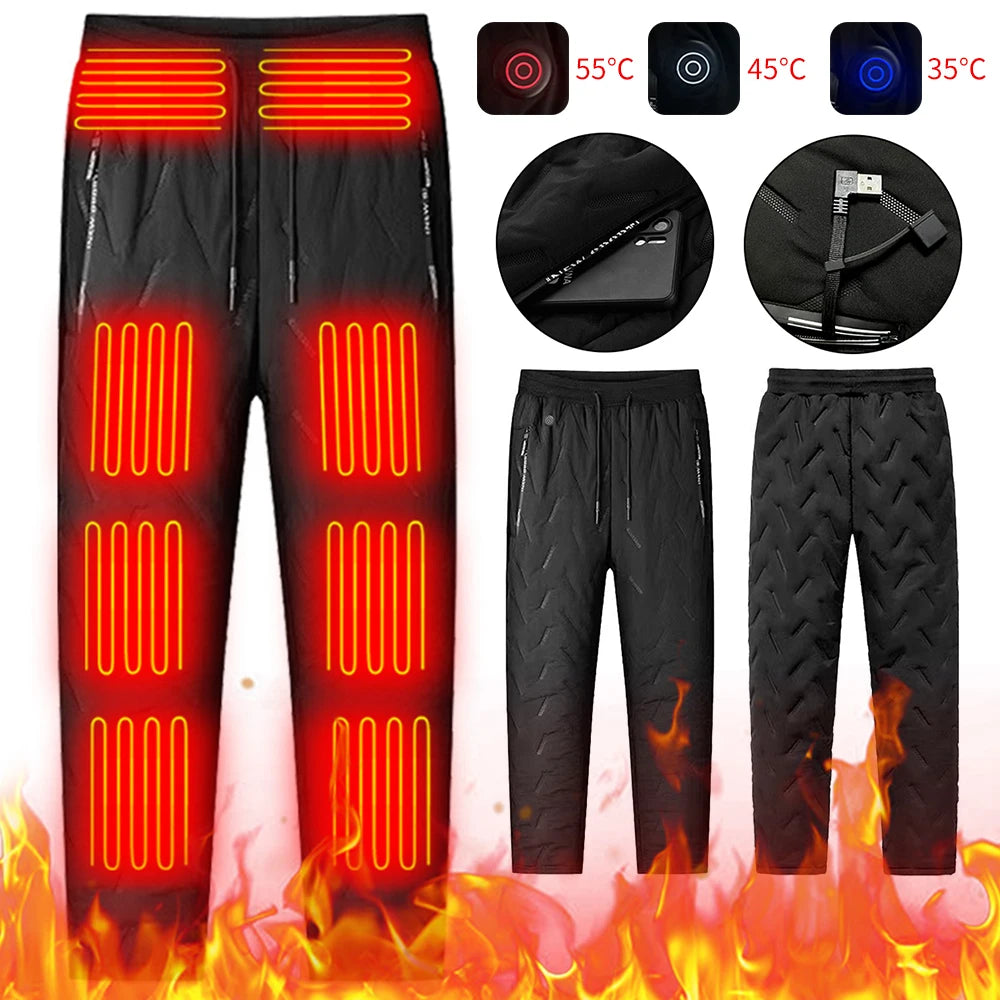 Unisex Heated Pants 10 Heating Zones/Electric Thermal Trousers 3 Temperature Modes