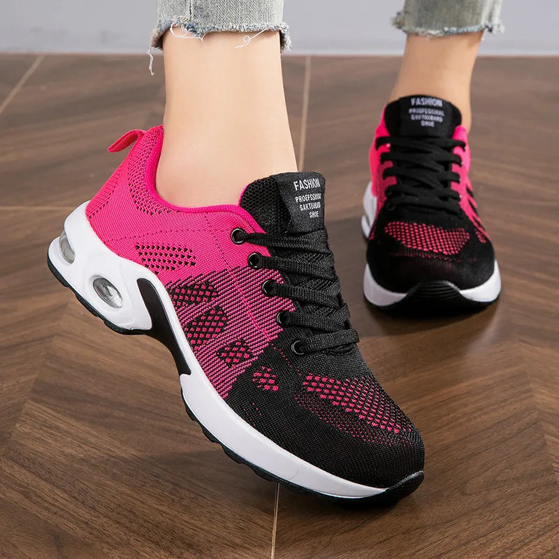 Women's Shock Absorbing Air Cushion Sneakers Breathable Mesh/Lightweight Sports Shoes for Walking & Running