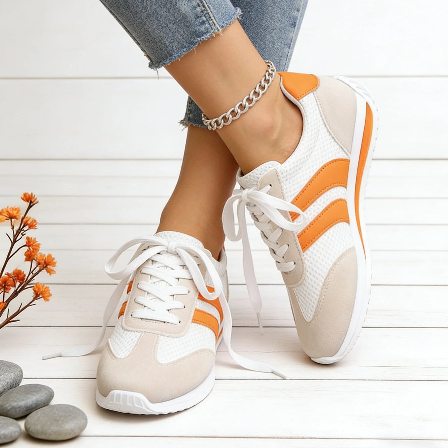 Women's New Casual Lightweight Breathable Running Sport Shoes/Outdoor Walking Shoes Low-Top Round-Toe Sneakers