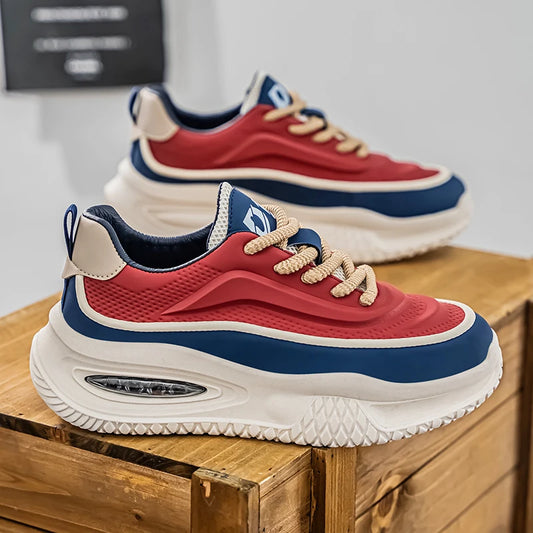 Men's leather waterproof sports shoes for spring and summer/casual cushioned board shoes trendy and versatile