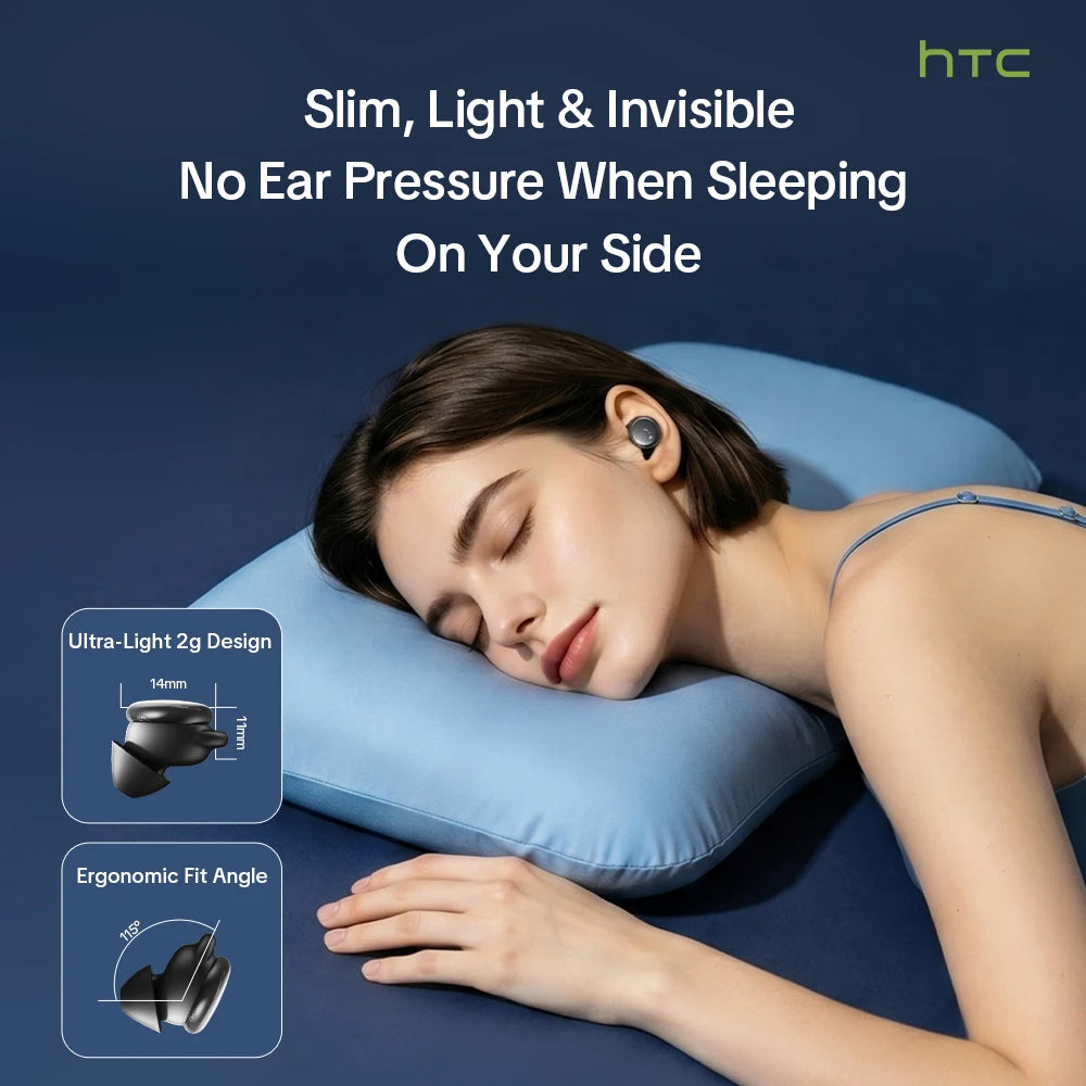 HTC NE92 Wireless Bluetooth 6.0 Sleep Earbuds In Ear Headphones/Mini Invisible Earbuds 30H Playtime Comfortable Secure Fit Earbud