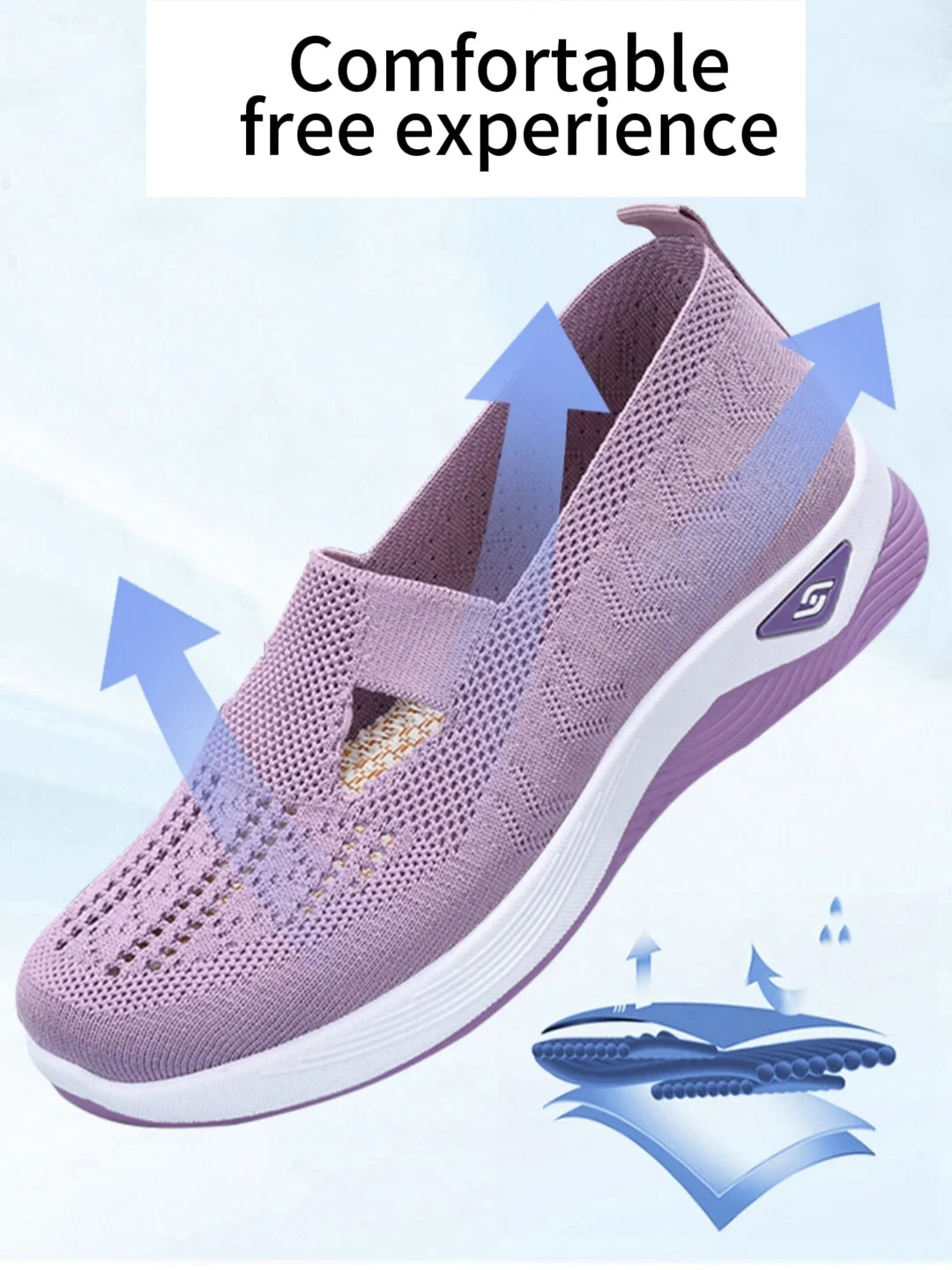 Women's shoes Solid Color Breathable Sneakers casual sneaker/women's summer sneakers Low-top Knitted Casual Shoes Mom Shoes