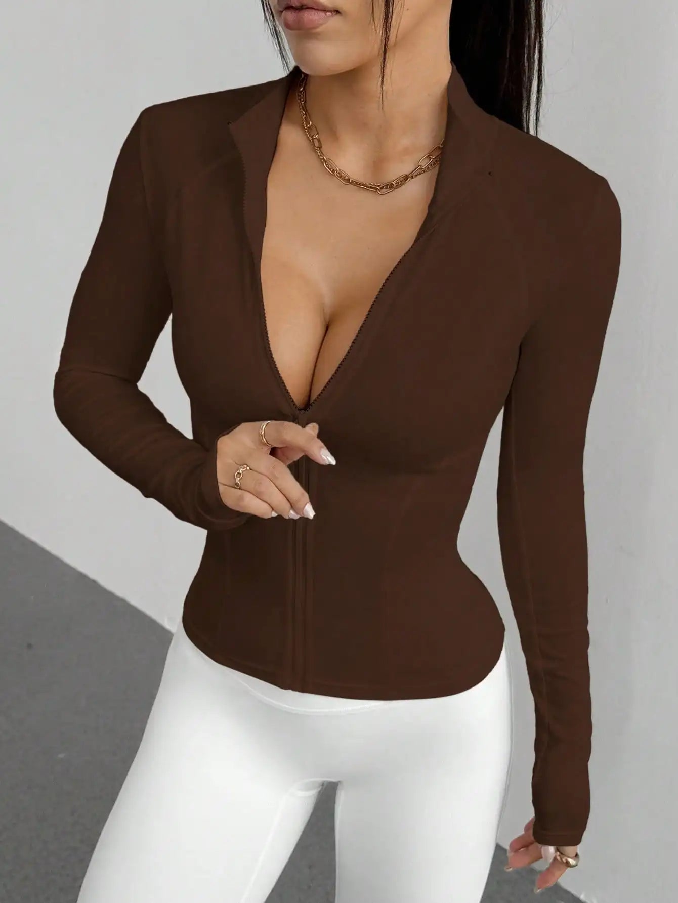 Women's Slim Fit Full Zip/Long Sleeve Sports Jacket