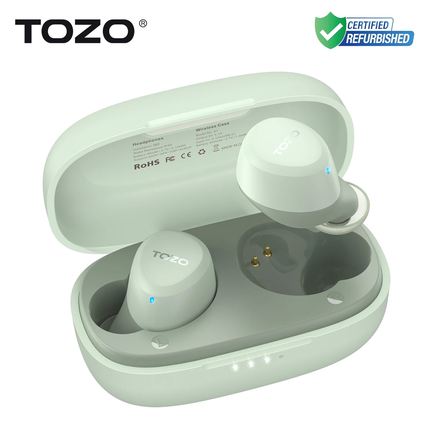 Refurbished TOZO TWS Earbuds in-Ear Wireless Bluetooth Headsets/with Mic Touch Control Sport Waterproof for Iphone Android