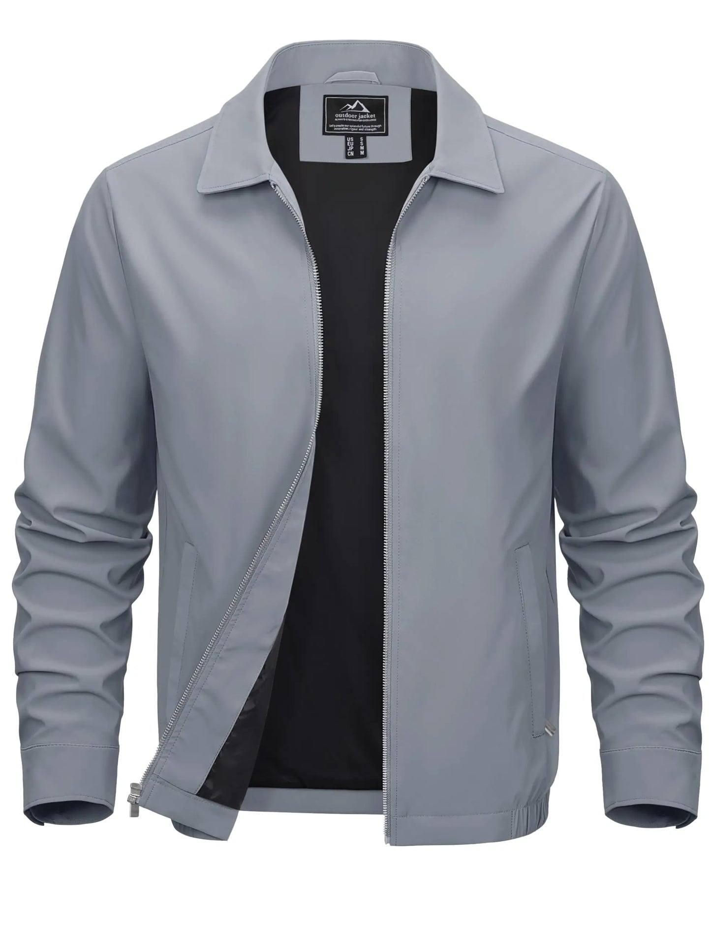 Men's Lightweight Windbreaker Jacket Full Zip Casual Jacket/Water-Repellent Coat with Zip Pockets Golf Work Outdoor