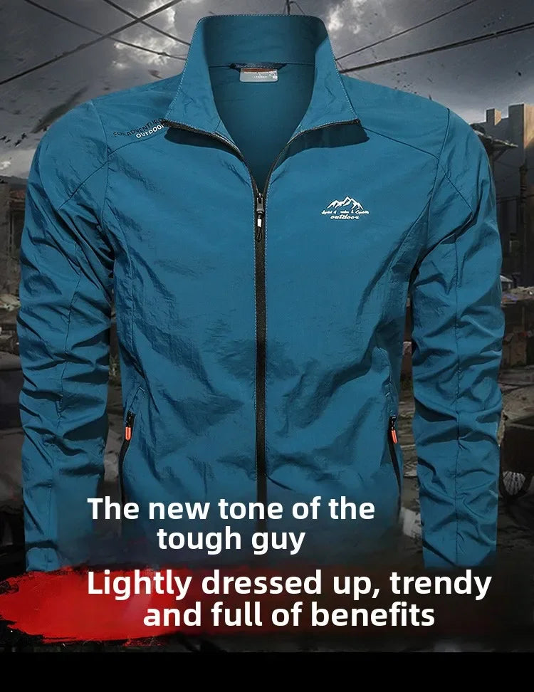 UPF100+ Men Summer Windbreaker Zip Pockets Uv Sun Protection Jackets/Breathable Ultra-light Clothes Outdoor Skin Thin Coats