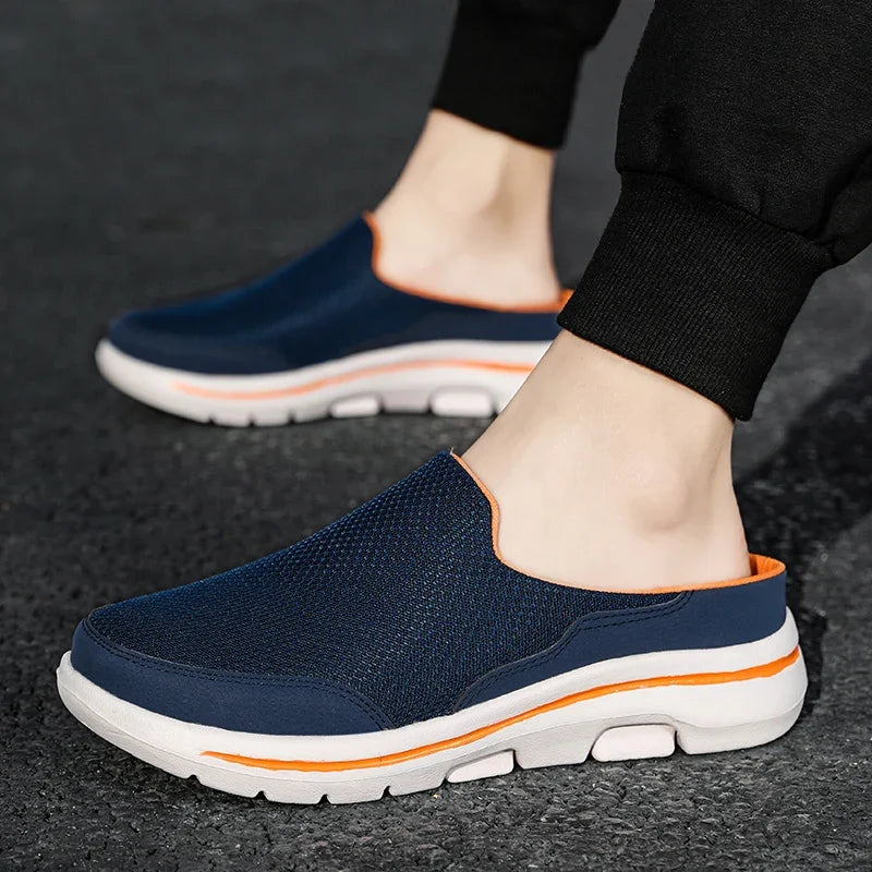 Men Slippers Summer Breathable Home Indoor Slippers Men Thick/Bottom Slides Fashion Couple Walking Shoes Plus Size 39-48