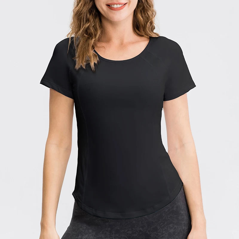 Women Yoga Tops Breathable Sport Fitness Workout/Running Yoga Top Quick Dry Short Sleeve Gym T Shirt