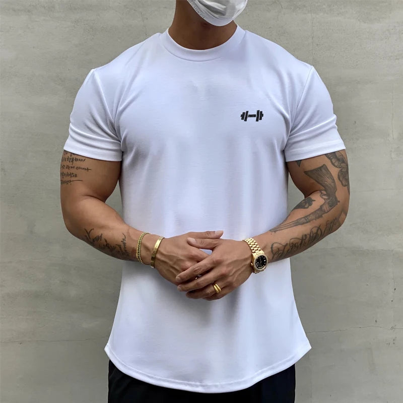 Summer Cotton t Shirt Men Short Sleeve Fitness Gym t-Shirts/Training Sport Tee Shirts Fashion Casual Tops Man Clothing