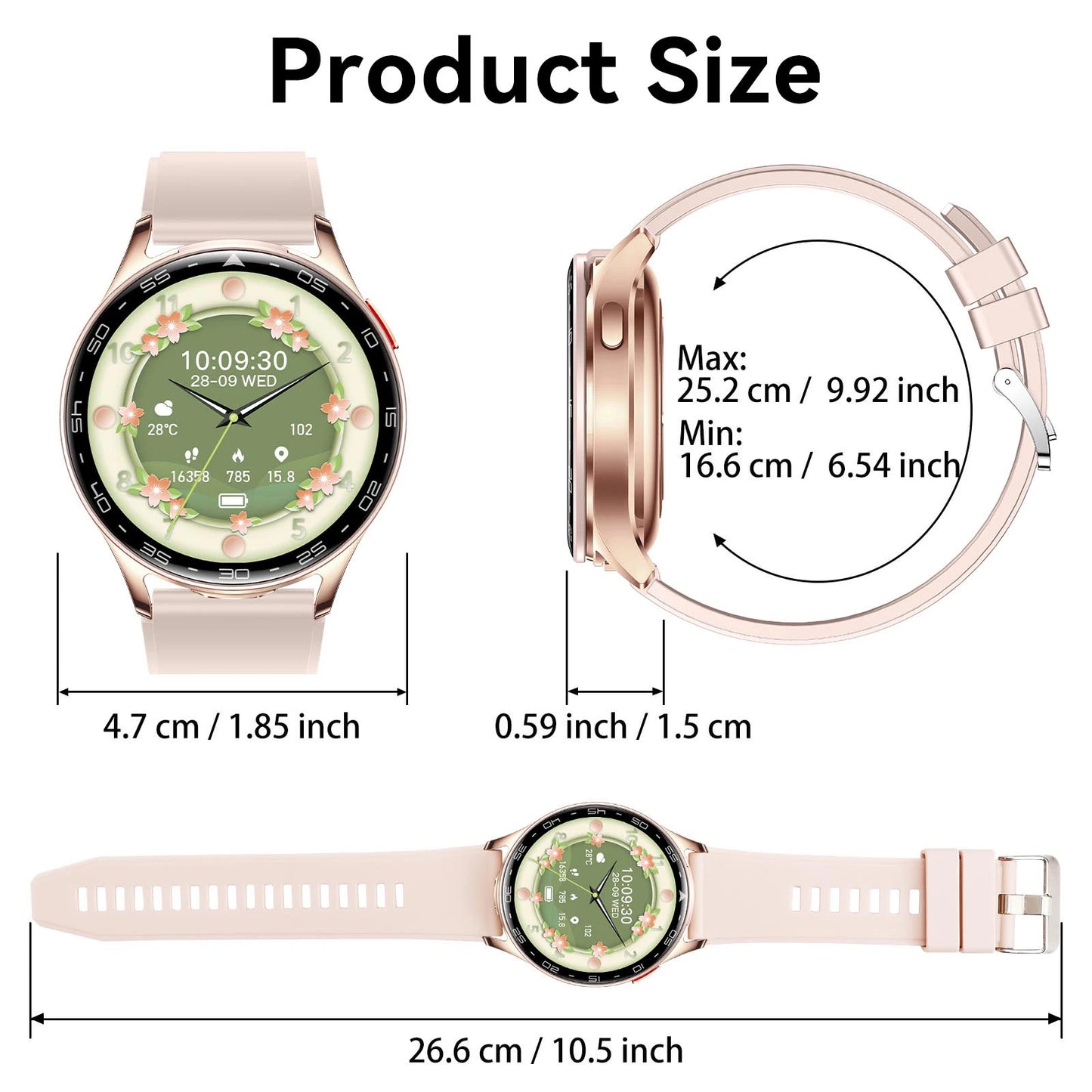 EIGIIS 2026 2-in-1 Smart Watch with Hidden Earbuds 1.39"IPS HD Screen/280mAh Sports Fitness Tracker Heart Rate Monitor for Women