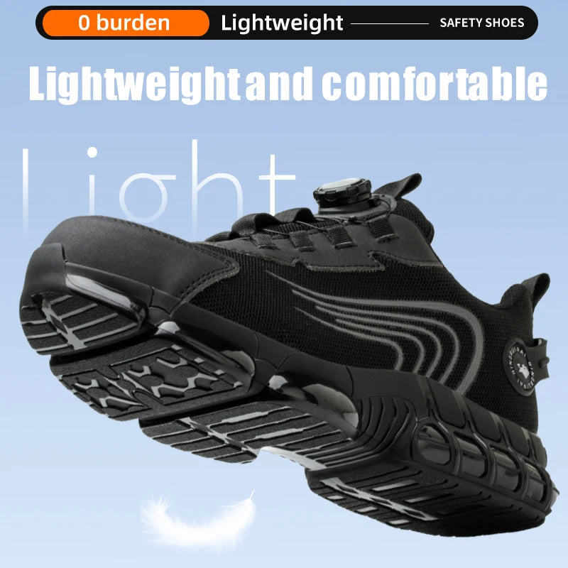 Steel toe cap, non-lacing, anti-impact/and anti-puncture casual work shoes