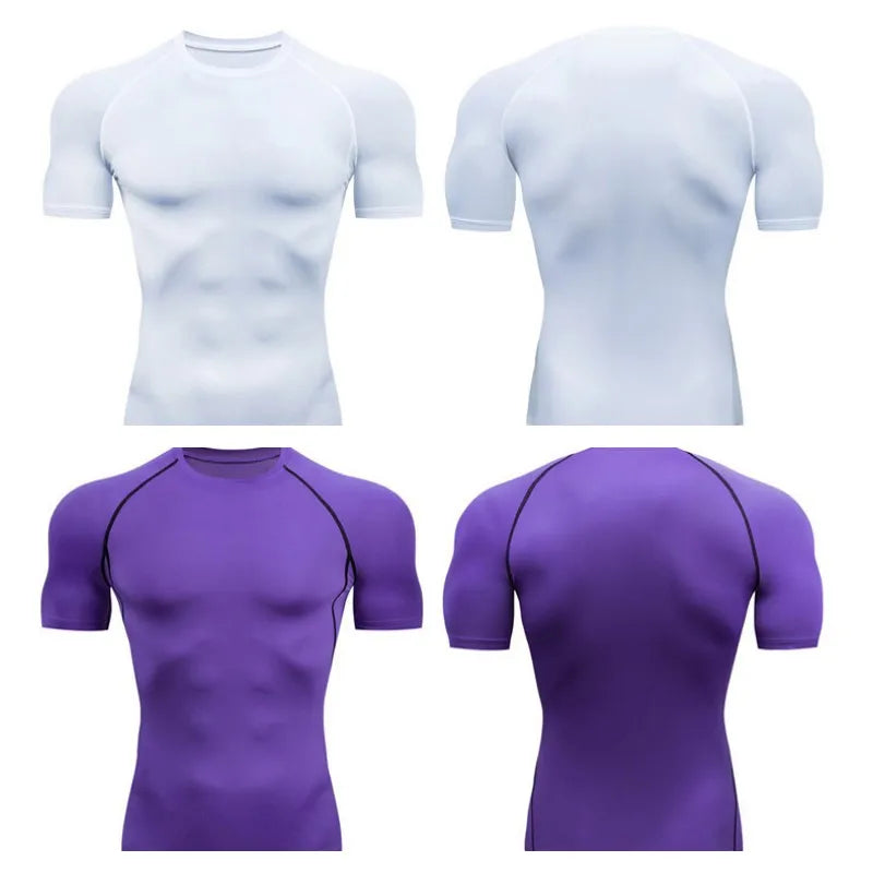 Men Short Sleeve t-Shirt Quick Dry Compression Shirts Fitness/Gym t-Shirts Sport Bodybuilding Shirt Running Football Tee Shirts