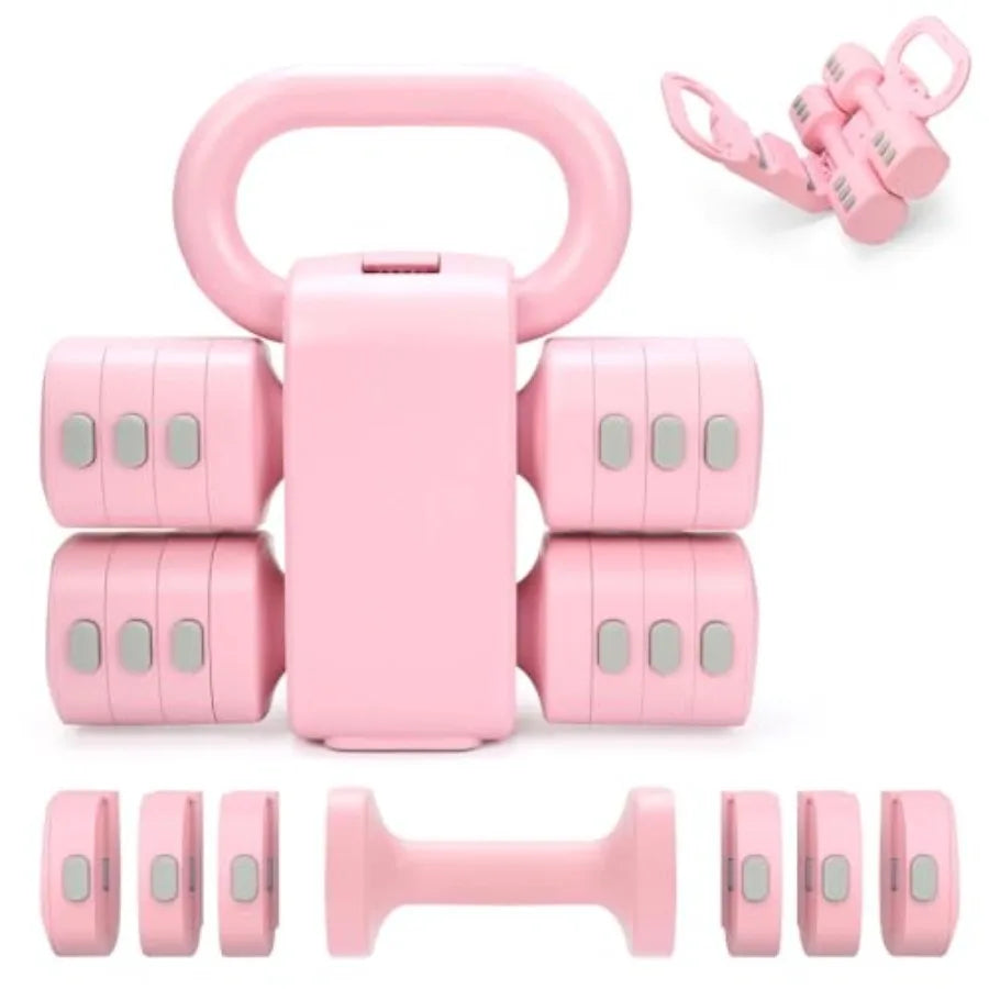 Adjustable 2-in-1 Convertible Kettlebell Dumbbells Set 4 in 1/Free Weights Dumbbell Set of 2 Each 2.2 3.3 4.4 5.5lb Quick Change