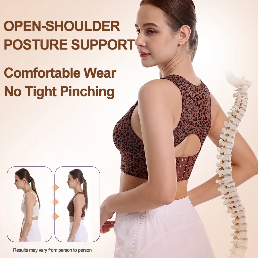 Women Wireless Posture Bra, Front Closure Cross Back Design/Wide Strap Full Coverage Back Support Comfort Daily Underwear