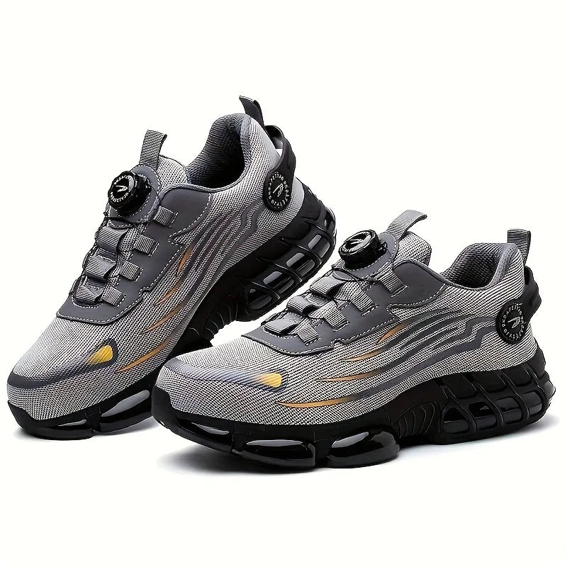 Men's Steel Toe Safety Shoes with Rotating Button Wear-Resistant/Puncture Proof Work Sneakers for Protection
