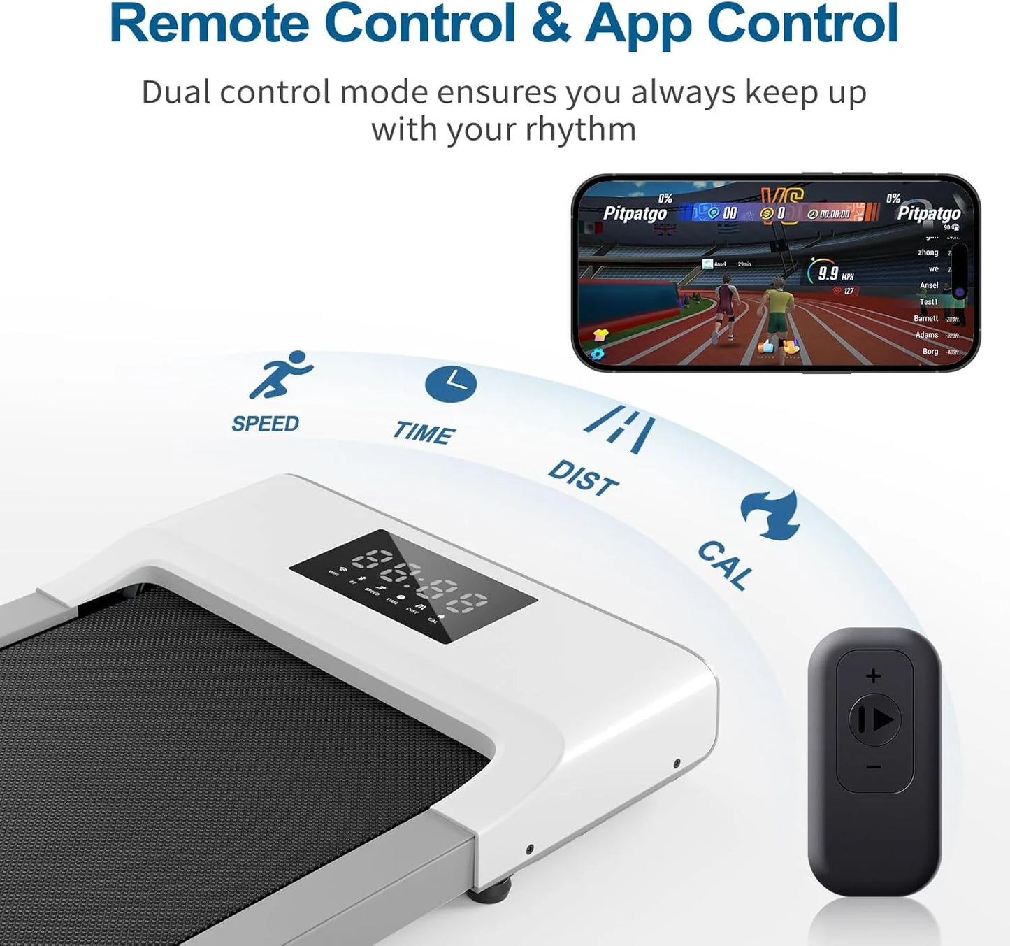 Treadmills 39.37inch Running Belt 2in1 Under Desk for Home Office Treadmill/Walking pad 2.5HP Remote Control 5MPH Exercise Machine