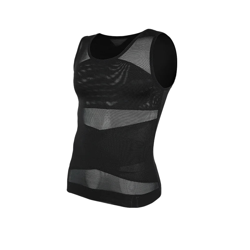 Men's Shapewear Tank Top Gym Sleeveless Vest Cross Mesh Suit/Compression Shirt for Men Slimming Undershirt Tummy Control Body