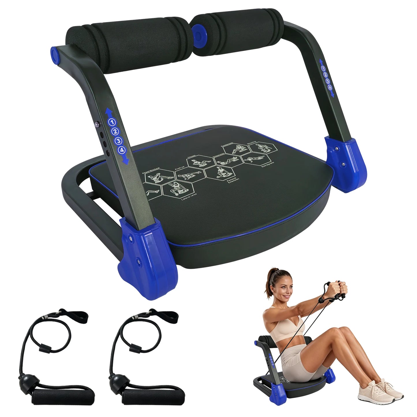 Yes Ab Core Trainer Abdominal Machine/with Resistance Bands for Home Gym Black