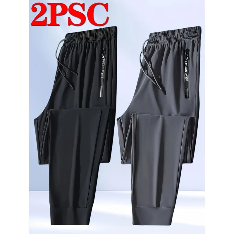 2-Pack Men's Sports Trousers High Stretch Men's Jogging Pants/Quick-Drying Sweatpants Baggy Man Fishing Gym Sportswear Pants