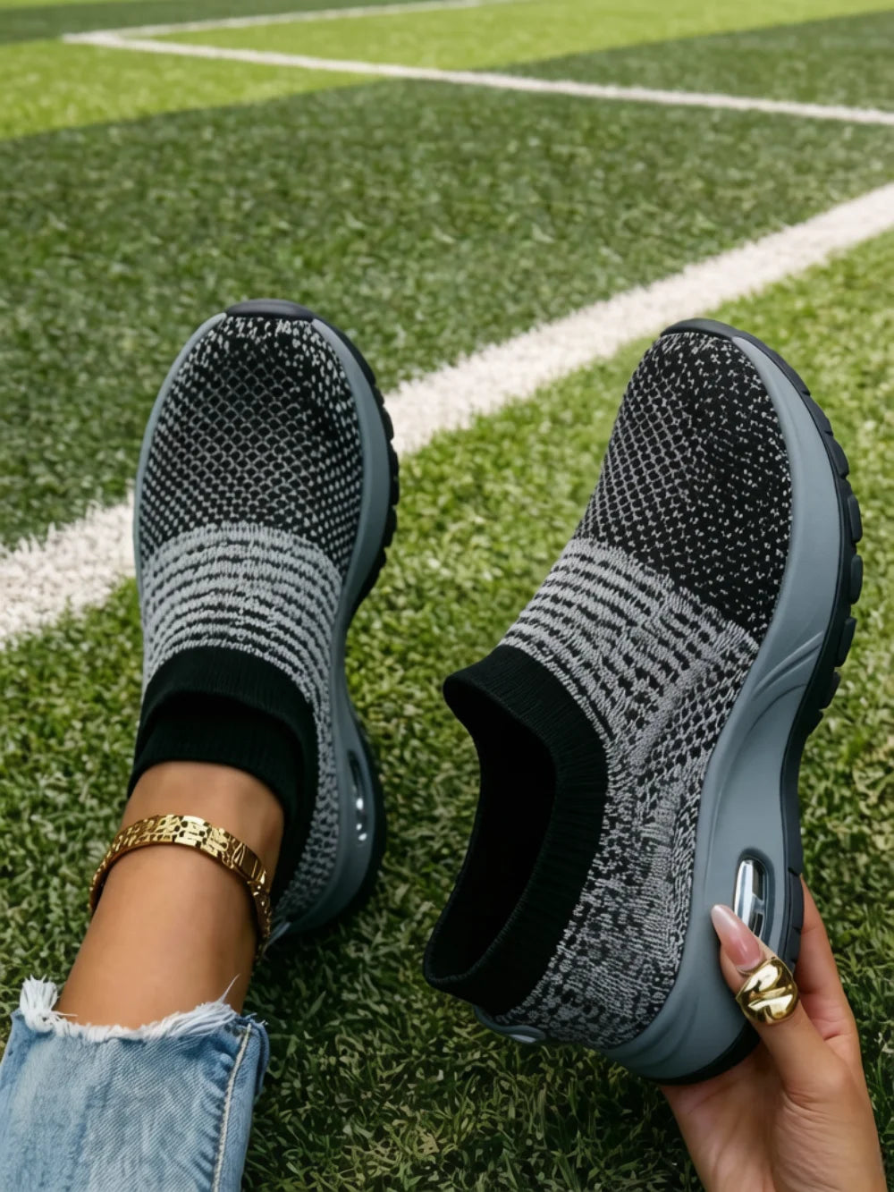 Women Breathable Mesh Rocker Bottom Sneakers Non Slip Shock Absorbing/Wedge Orthopedic Shoes Comfort Casual Footwear Daily Walking